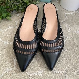 J. Crew “Gwen” Caged Black Leather Mules! Made in Italy! Size 11